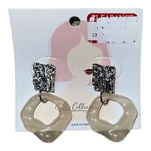 Lulla Collection Silver Tone Wavy Drop Hoop Earrings Dangle NWT